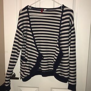 Blue and white striped sweater
